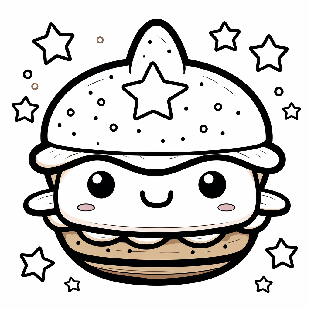 Cute hamburger outline drawing