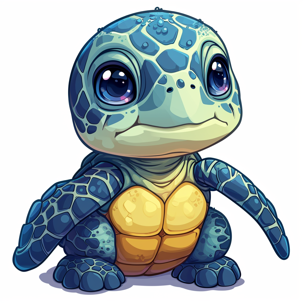 Cute turtle clipart on white background