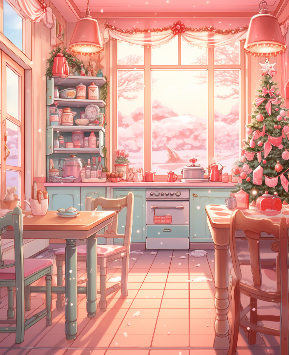 Christmas tree in kawaii kitchen