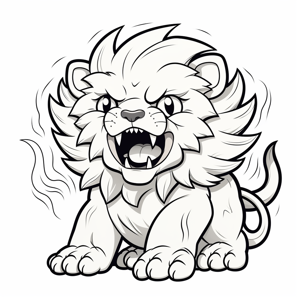 Lion roaring coloring book drawing