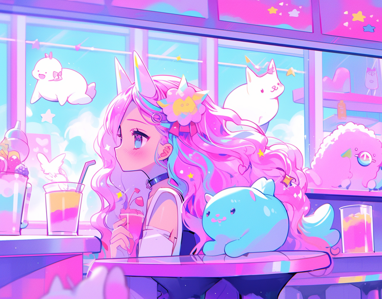 Cute Kawaii Cafe Animals Illustration