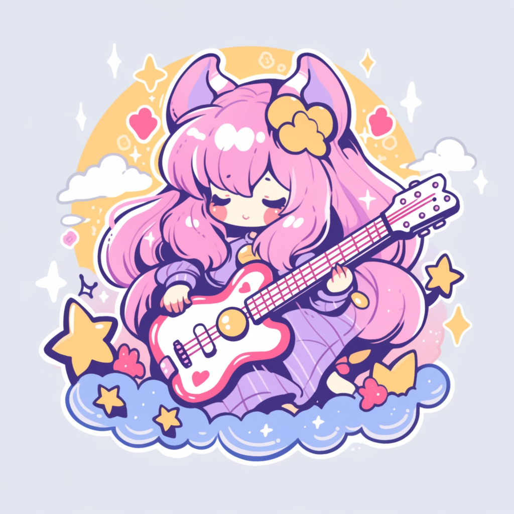 Cute magical guitar tshirt design