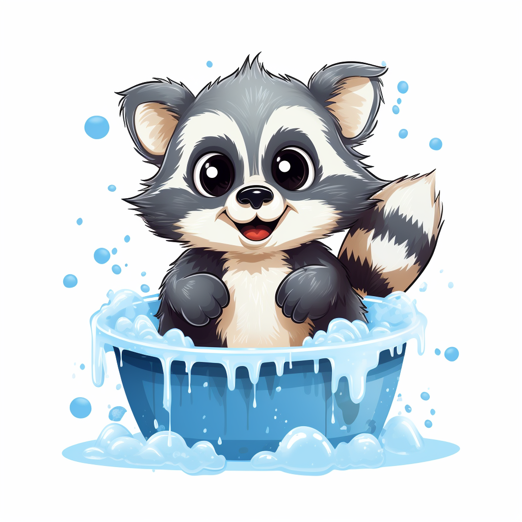 Adorable kawaii raccoon mascot for kids soap company