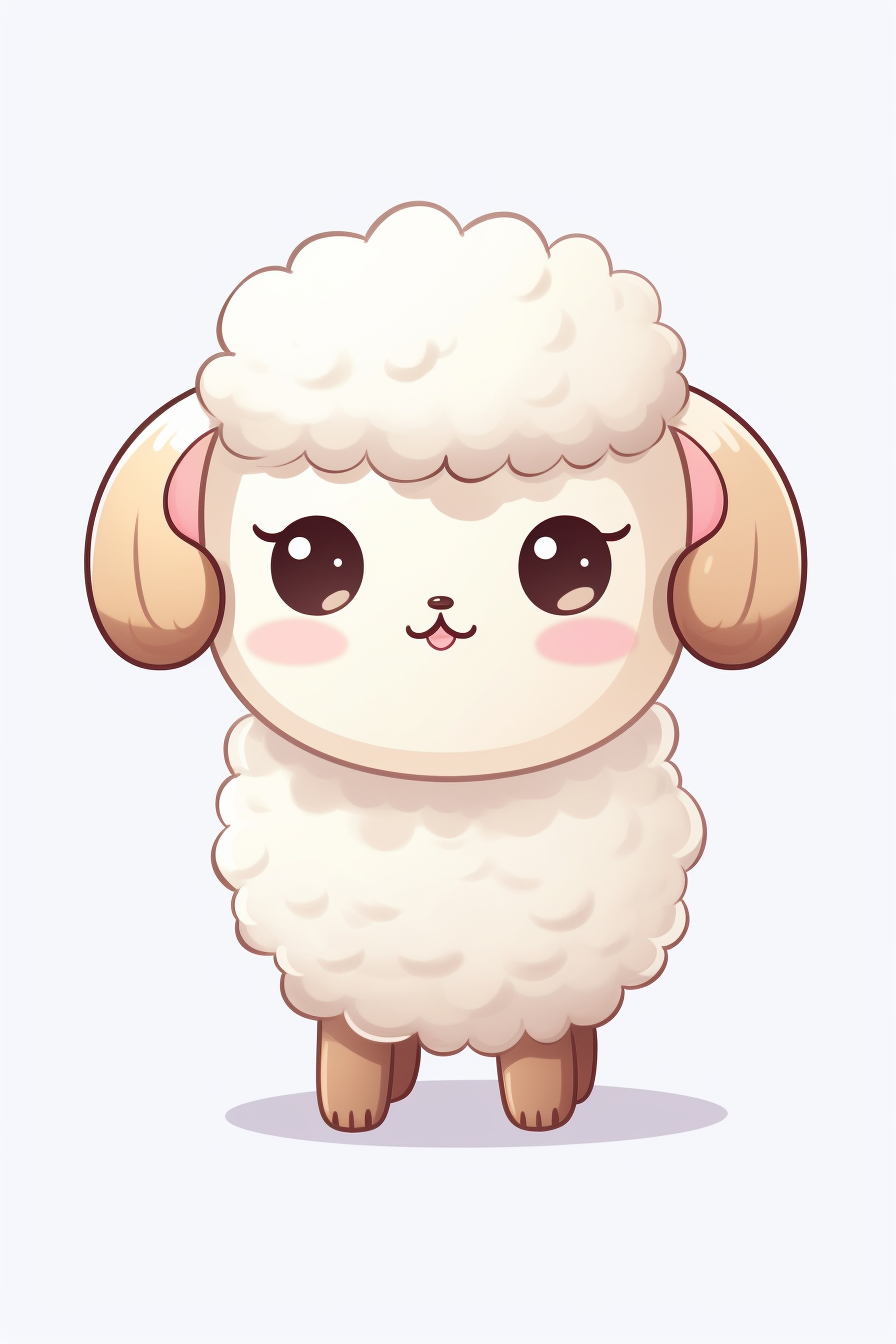 Cute kawaii sheep cartoon image