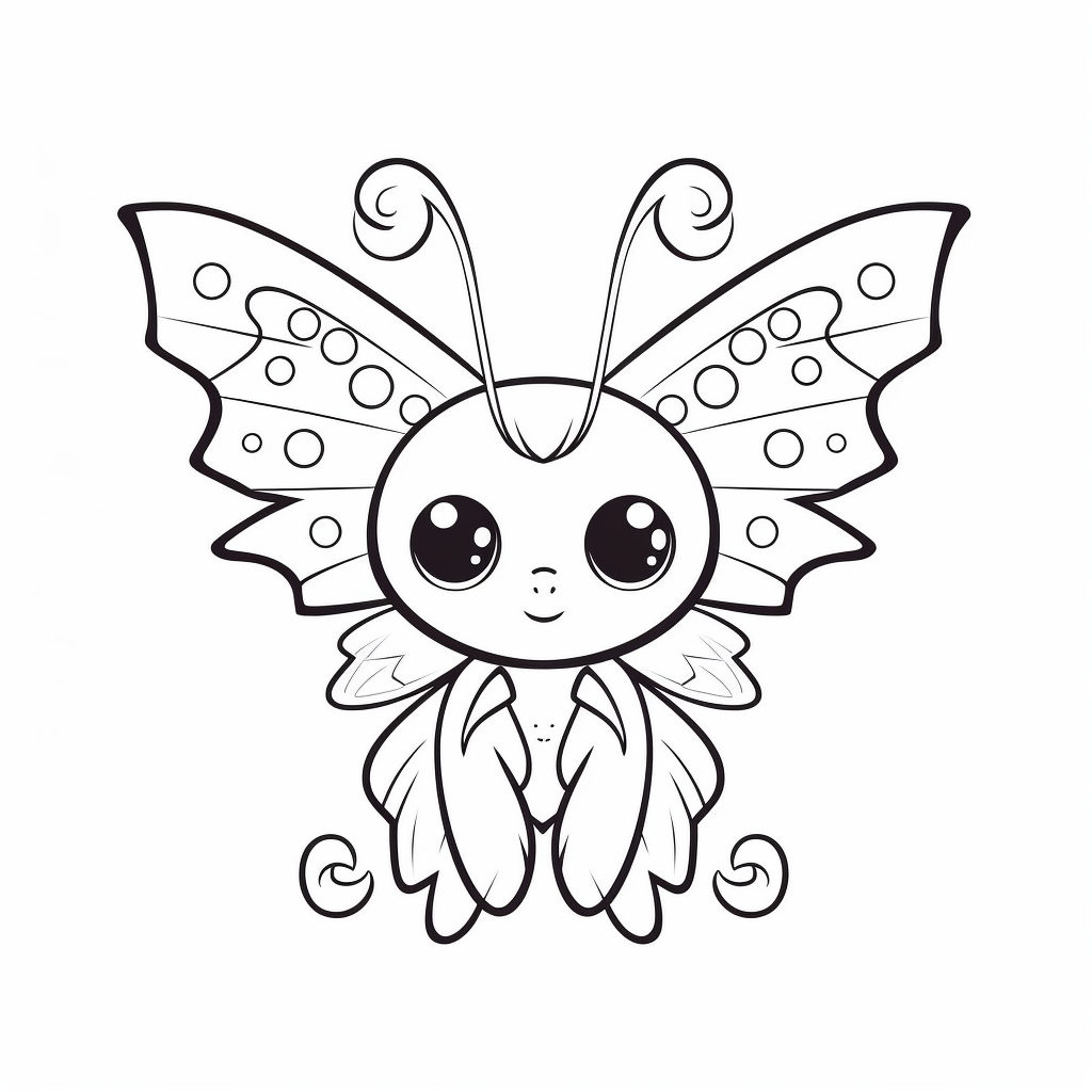 Kawaii Style Butterfly Coloring Page