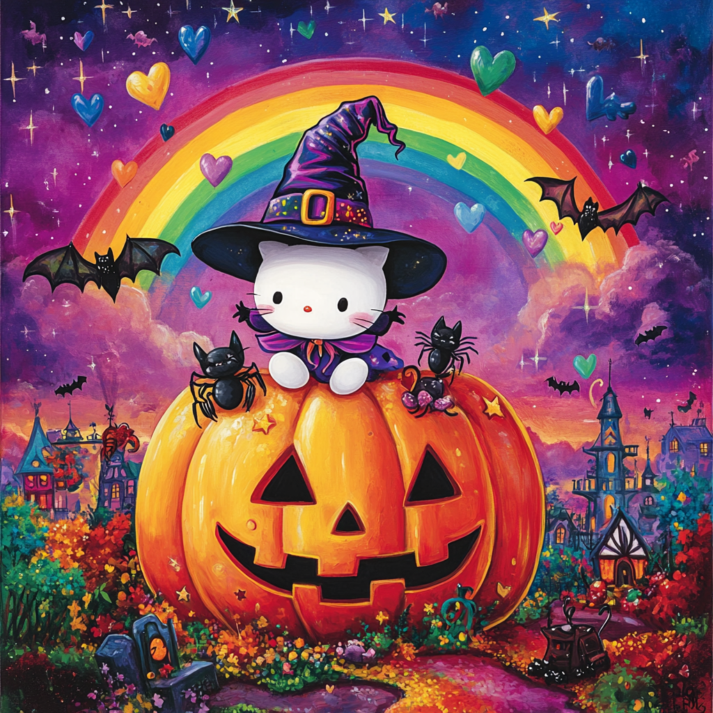 Hello Kitty Witch Pumpkin Rainbow