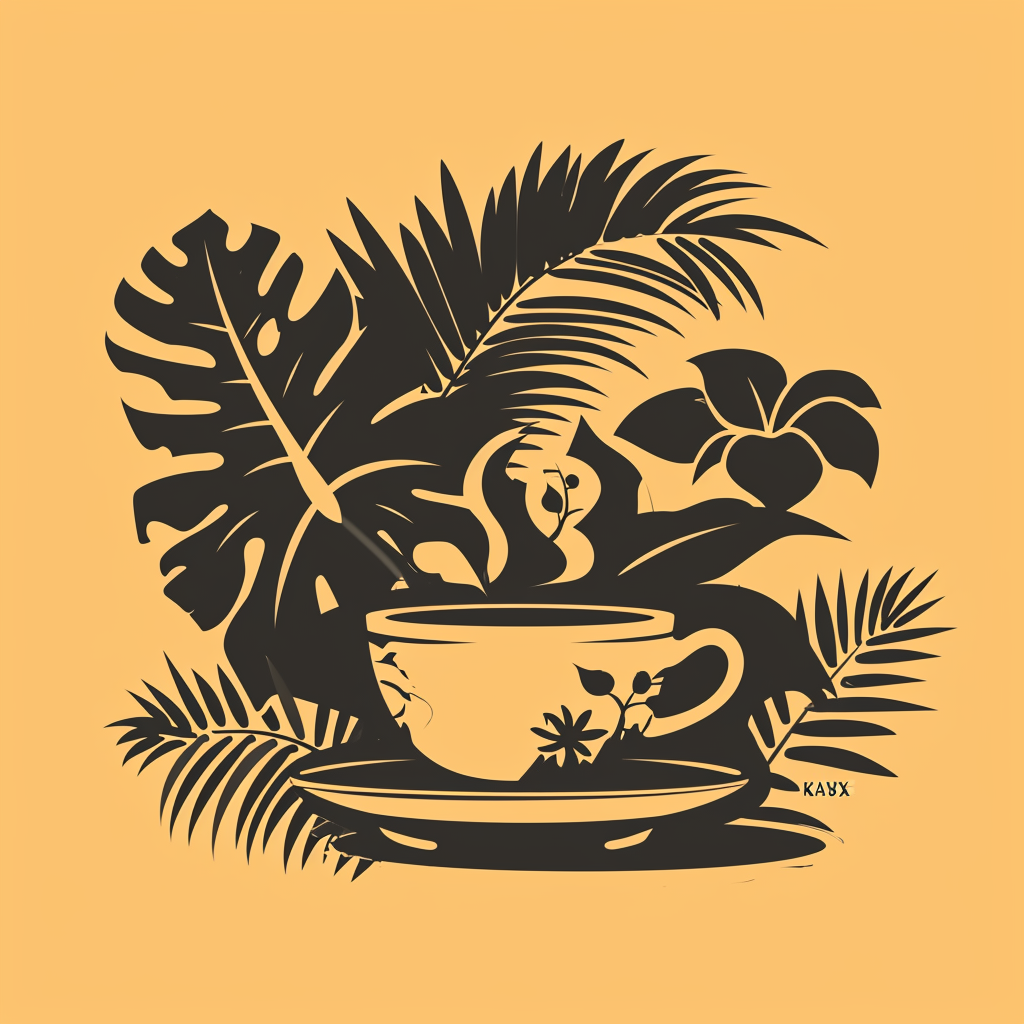 Matisse style tropical coffee logo