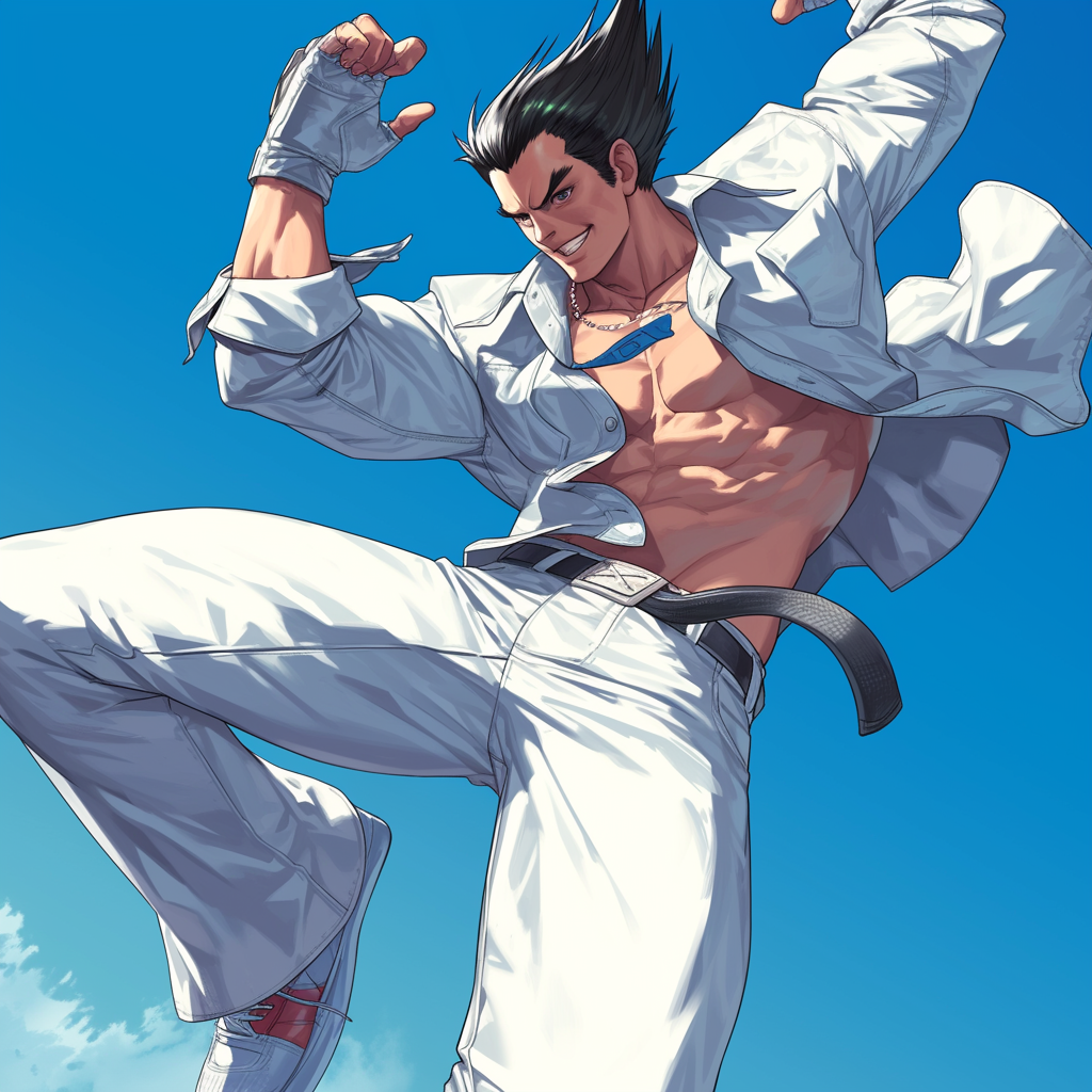 Kazuya Tekken Jumping Anime Cell