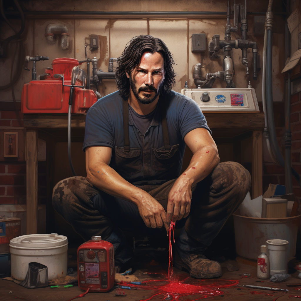 Keanu Reeves fixing plumbing with expertise