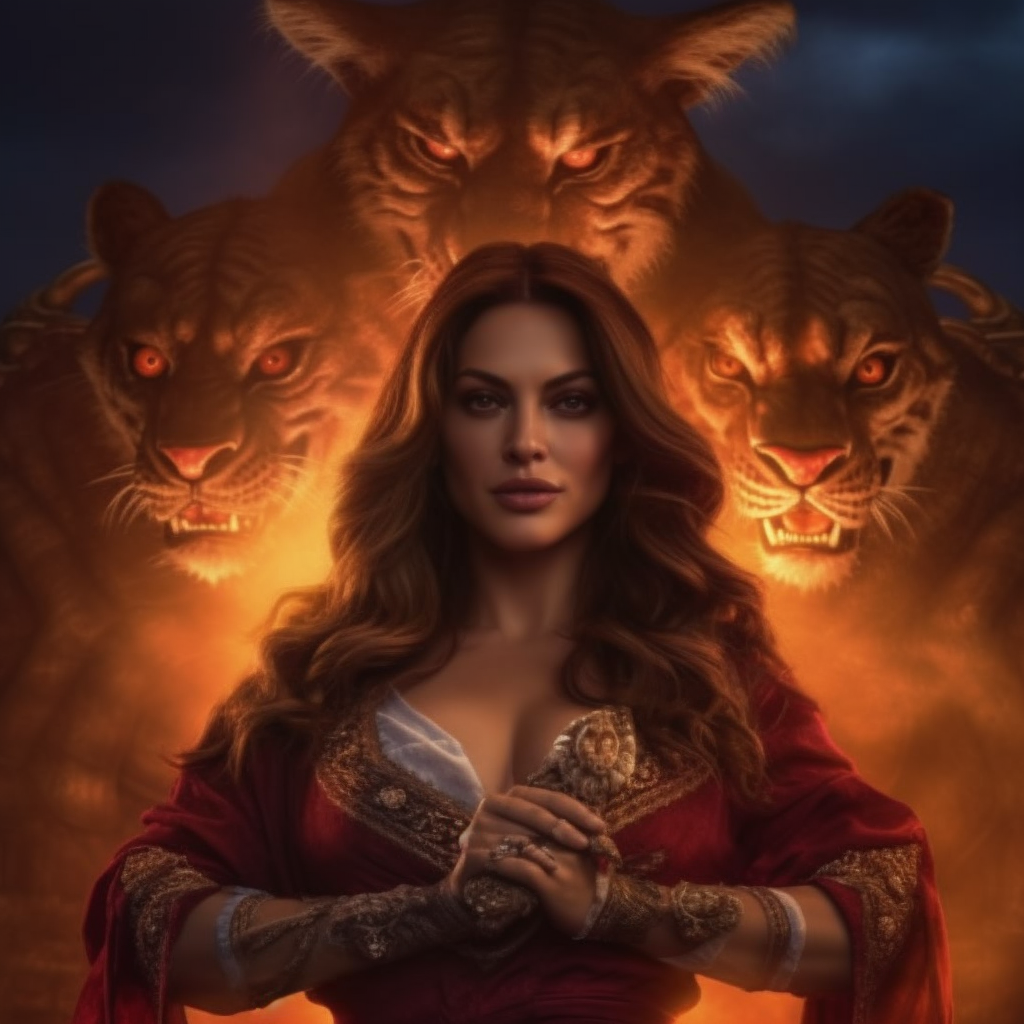 Kelly Brook as a powerful Priestess fighting a menacing demon