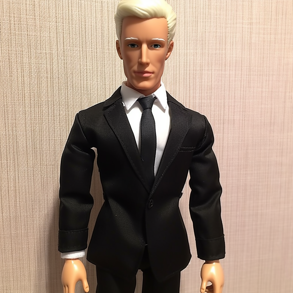 Ken Doll resembling Anderson Cooper in toy style