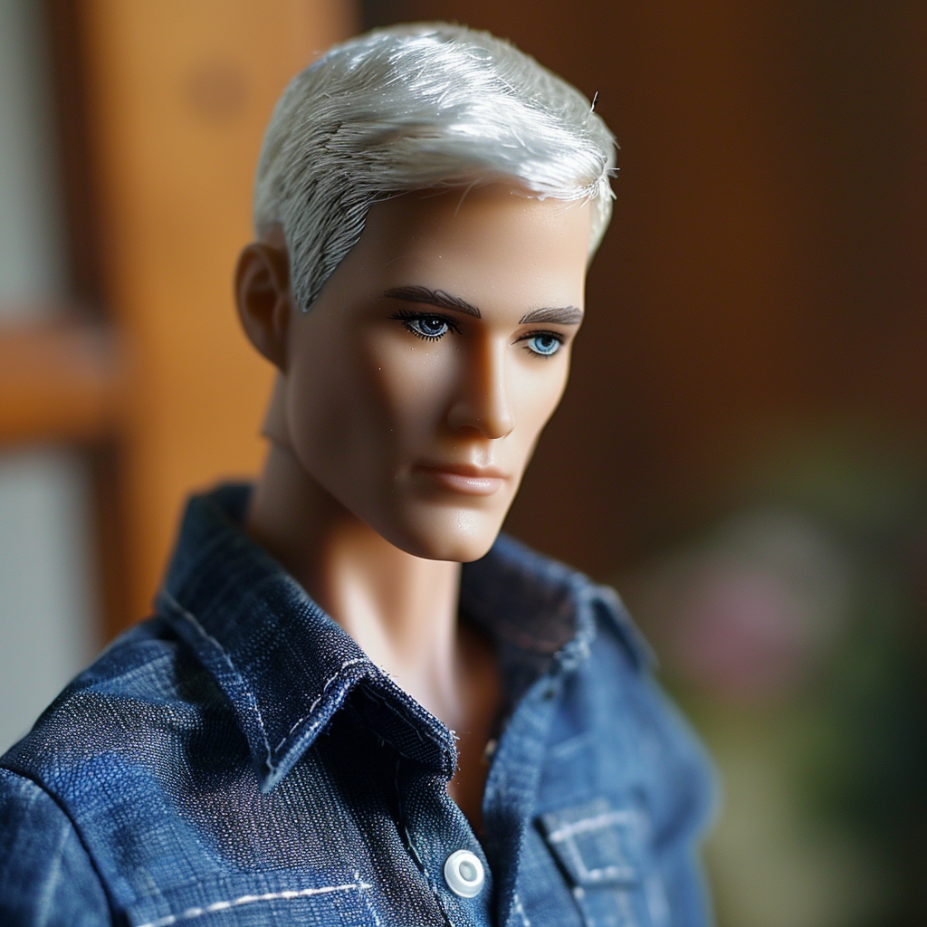 Ken Doll resembling Anderson Cooper in toy style