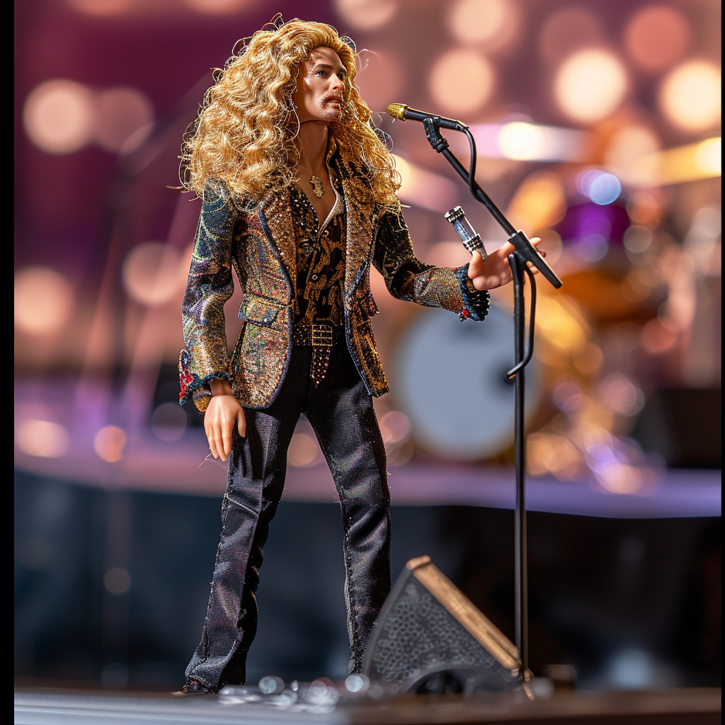 Ken doll as Robert Plant on concert stage