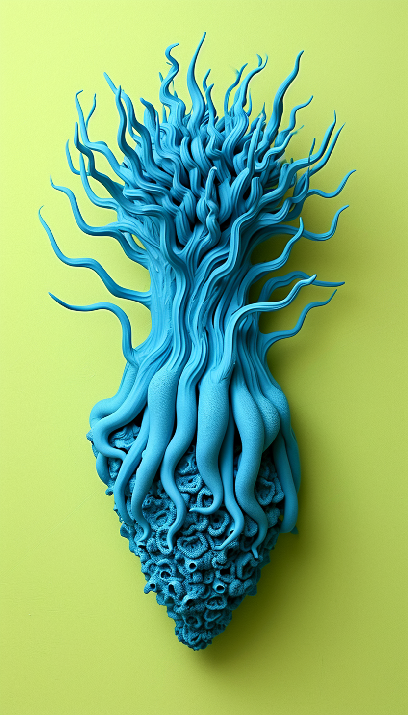 Ken Price-style bright blue plasticine sculpture