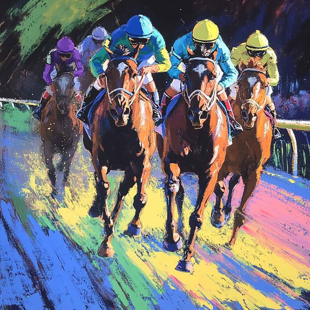 Impressionist pastel Kentucky Derby scene