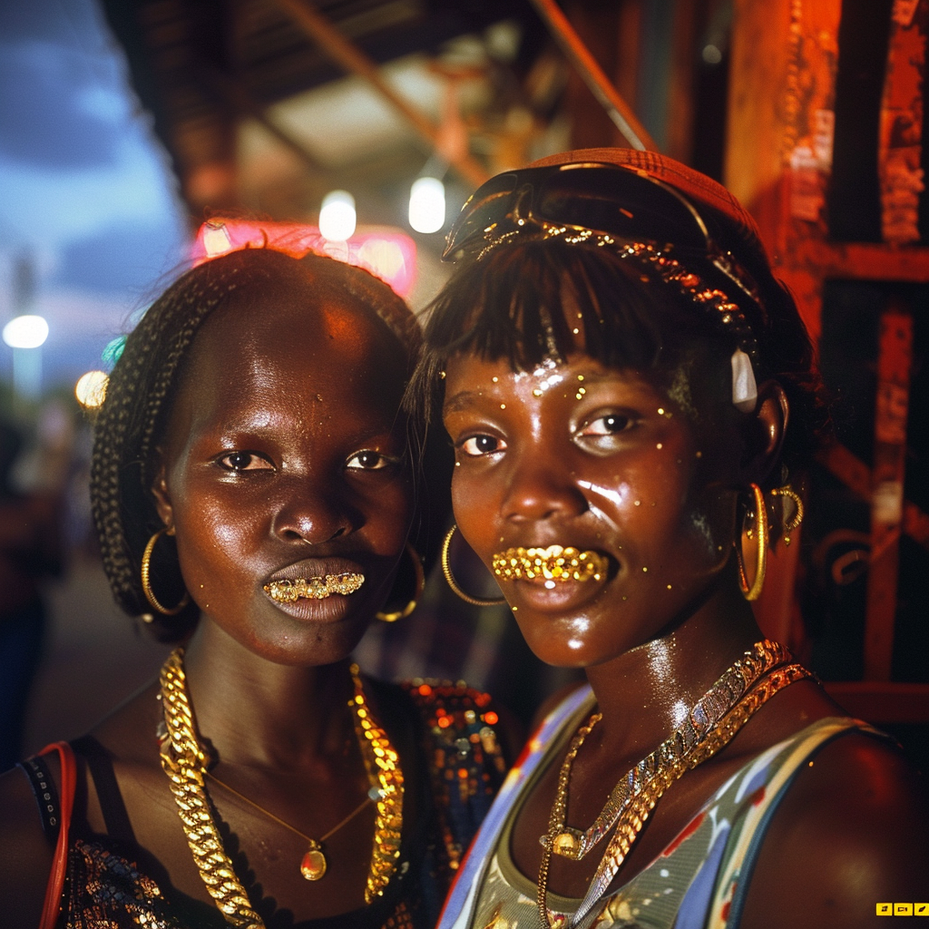 Kenyan women selling jewelry in slums