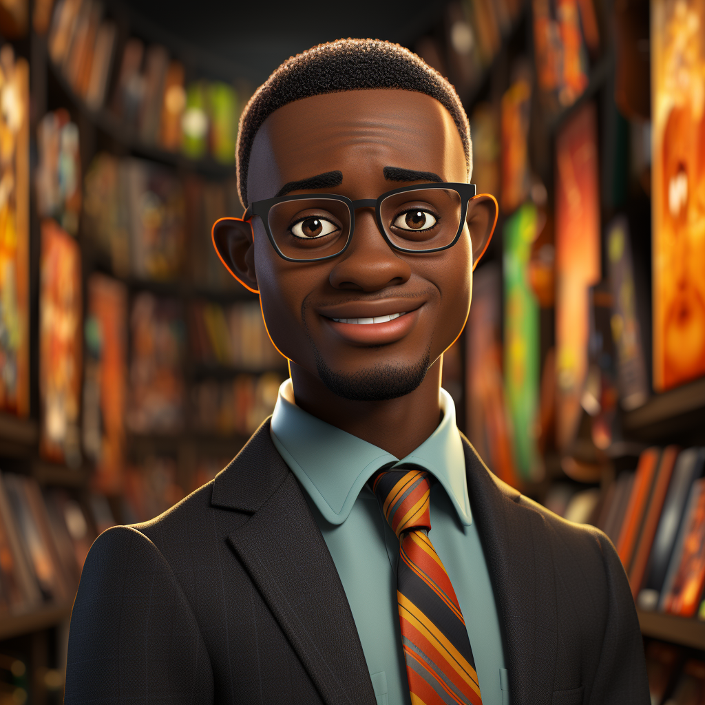 Kenyan Sales Person in Pixar Style