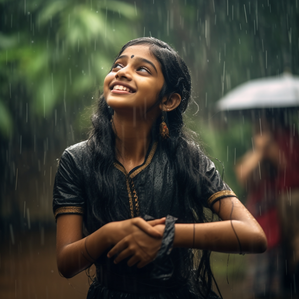 Beautiful Kerala Girl Dancing in Rain