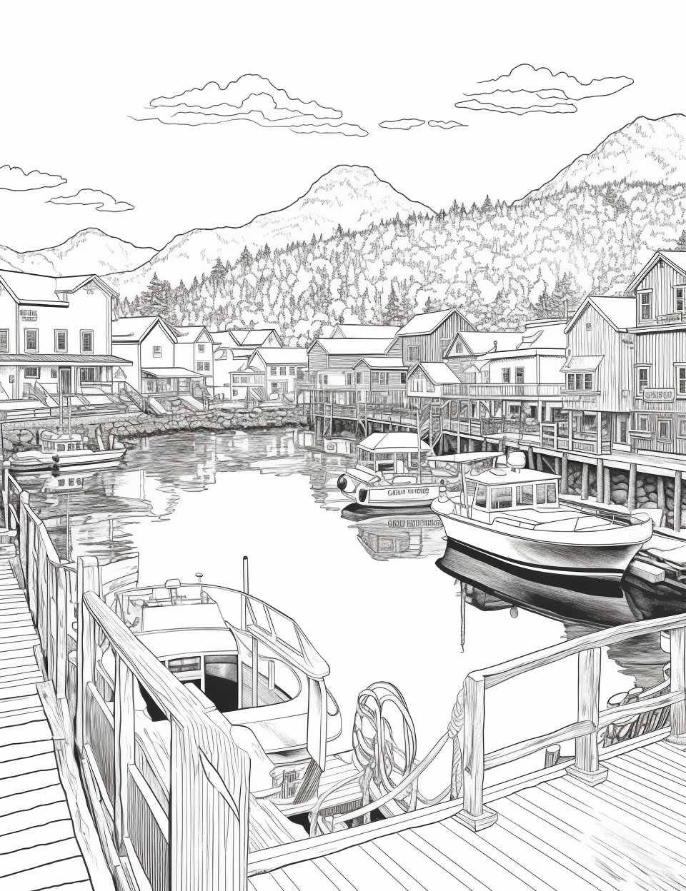 Peaceful view of Ketchikan Alaska town