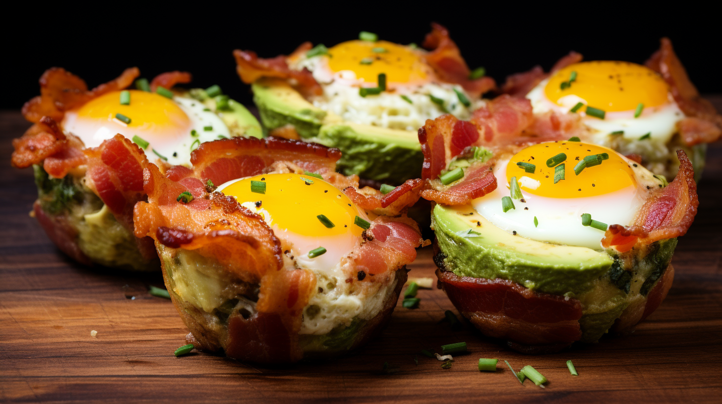 Tasty keto avocado bacon egg cups