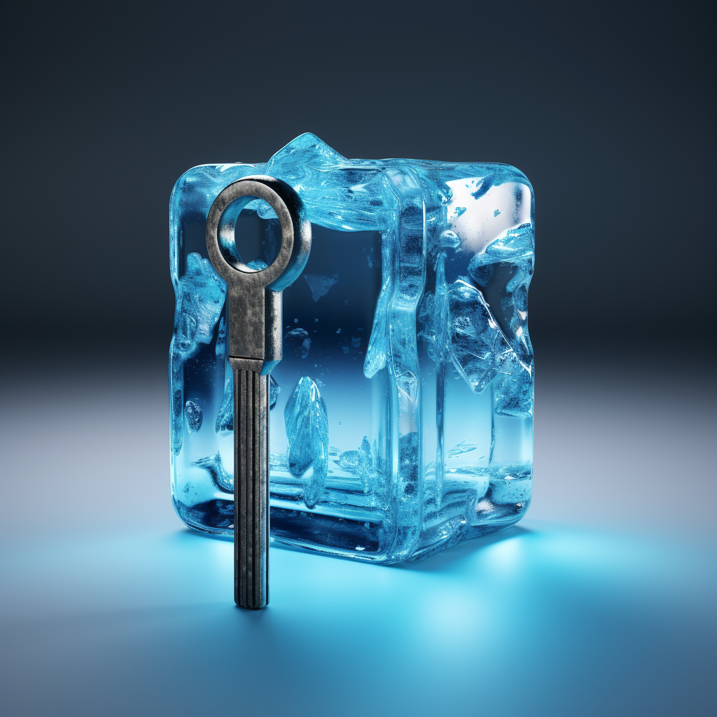 Key inside ice cube render