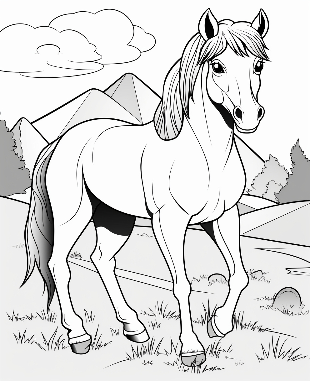 Cartoon Style Horse Eating