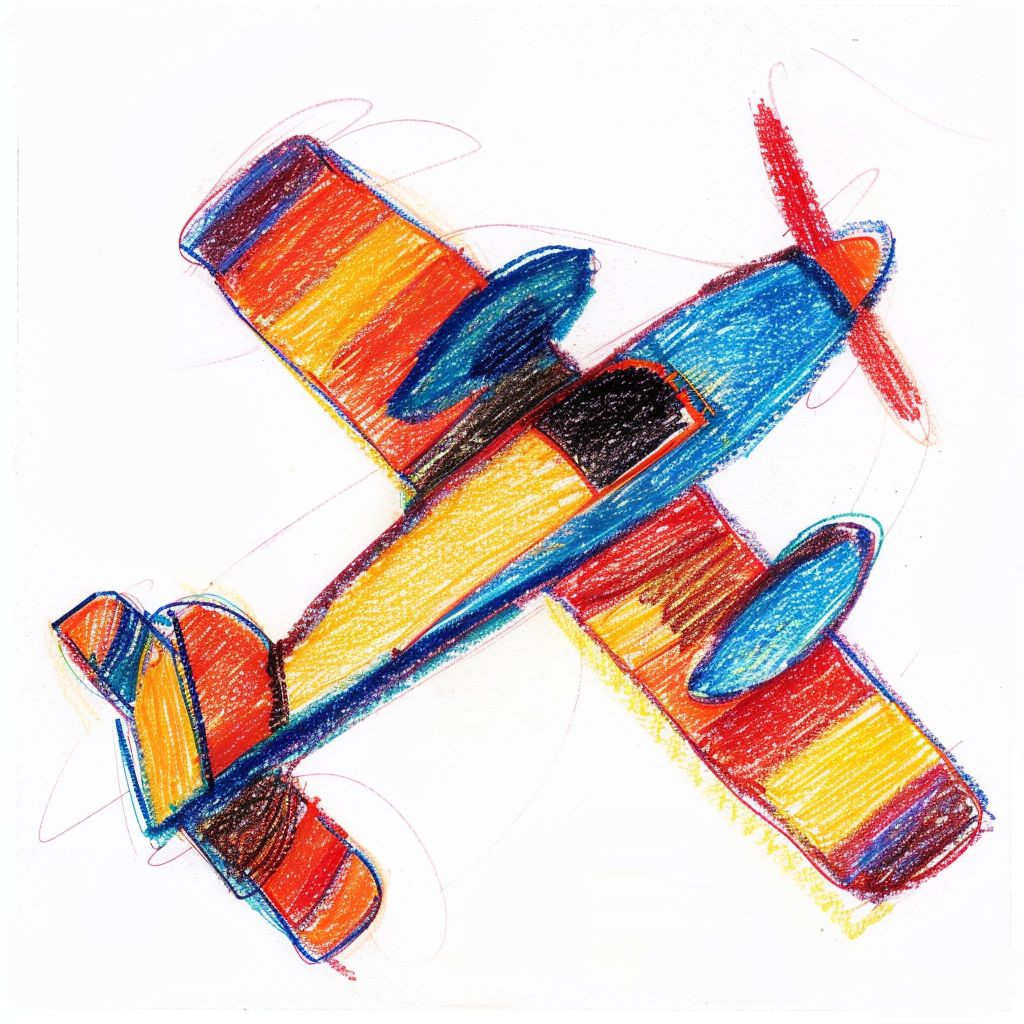 Kid's Crayon Airplane Drawing