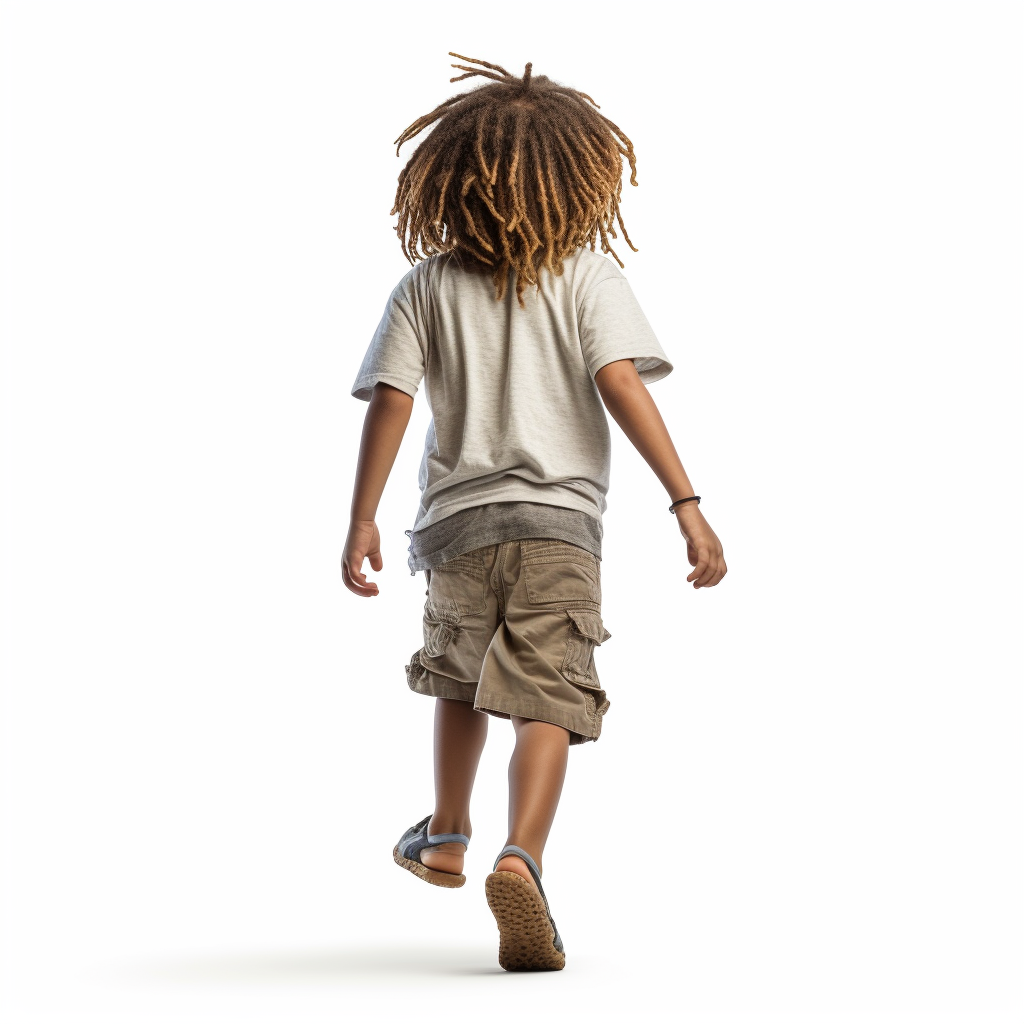 Young boy with dreads running