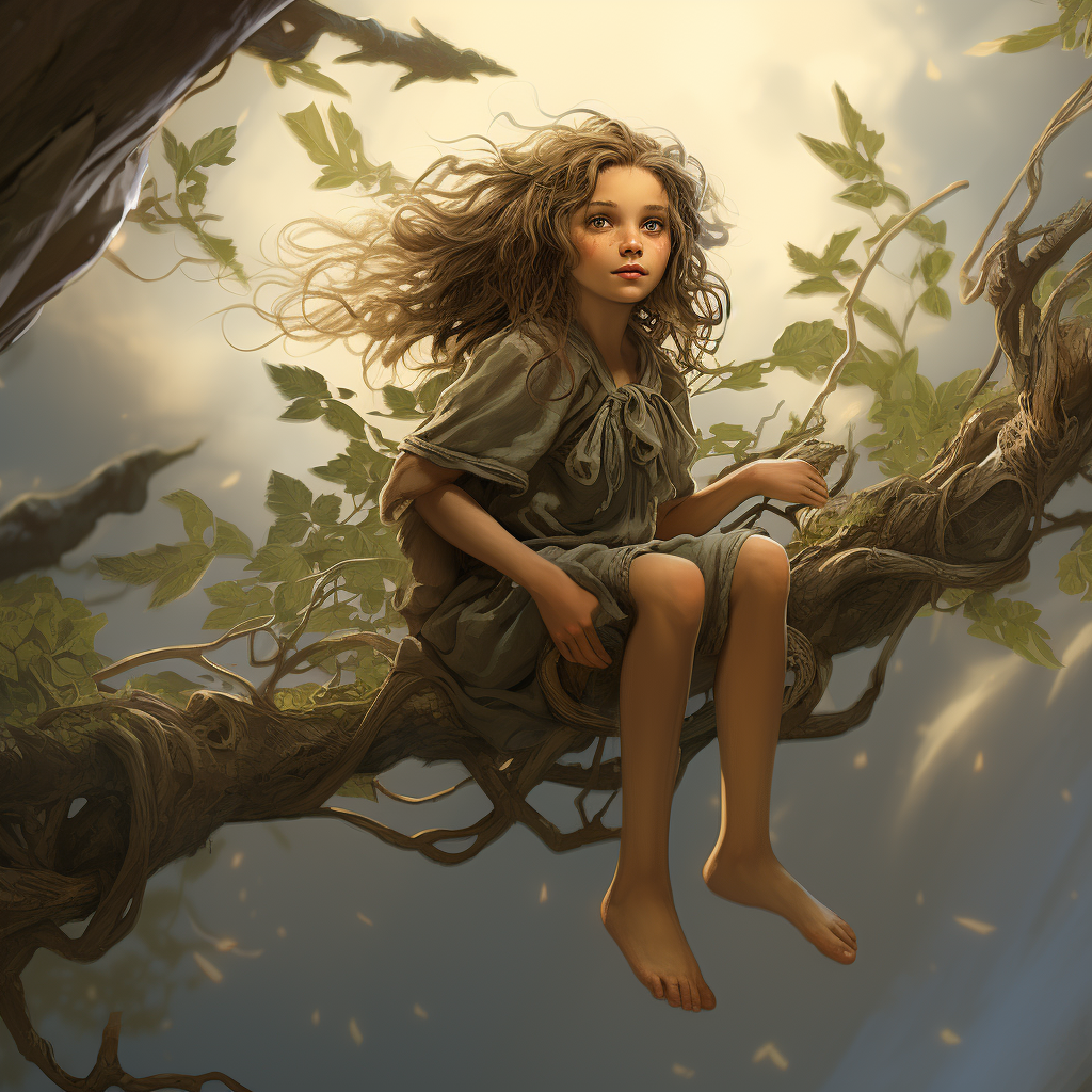 Kid Faerie on Branch Looking Down