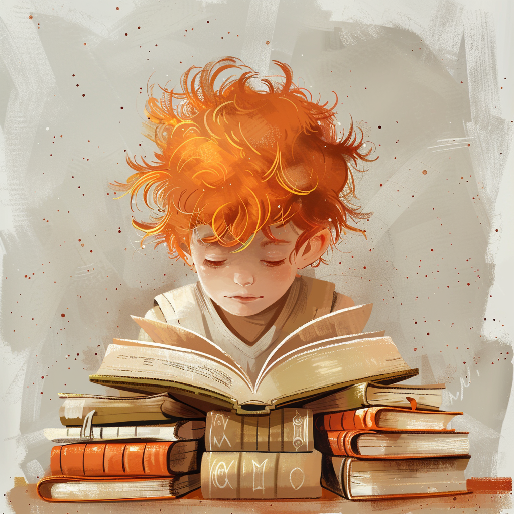 Kid with Orange Hair Learning