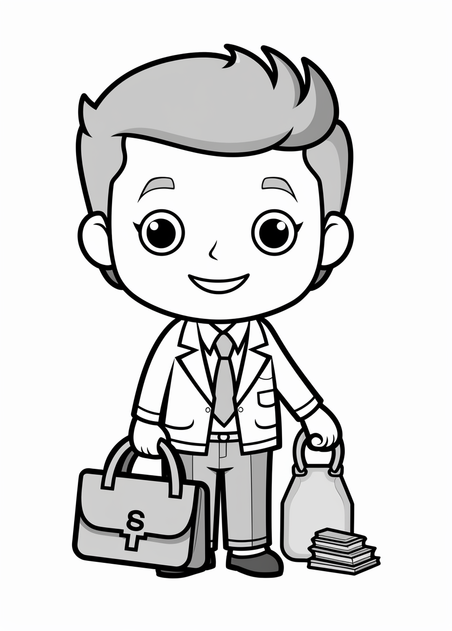 Cartoon illustration of a kid with money trading