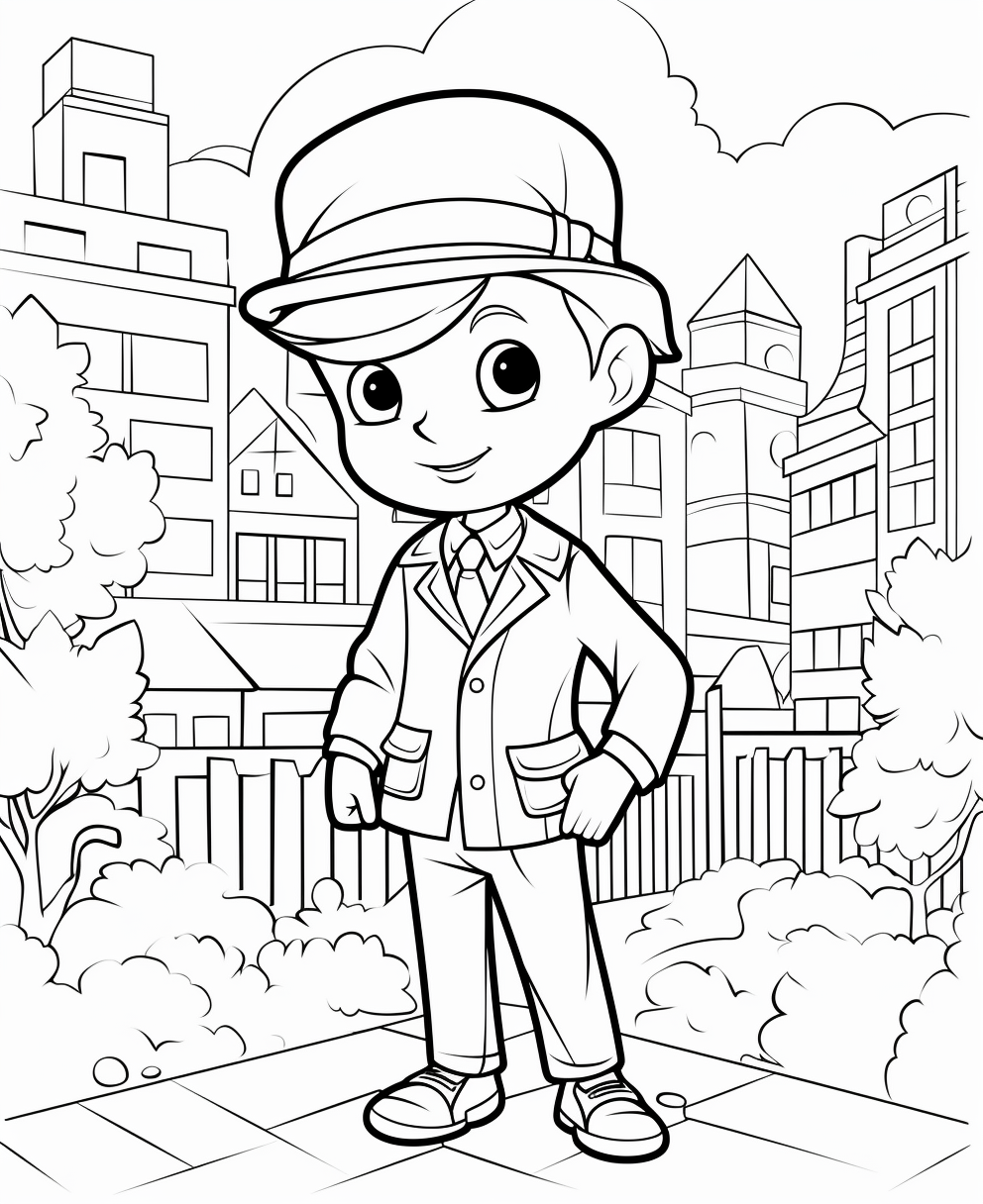 Cartoon little boy banker coloring page