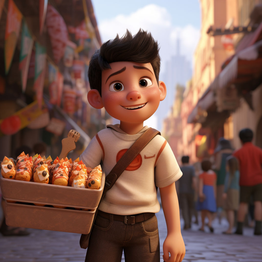 Child selling candy in sleeveless shirt