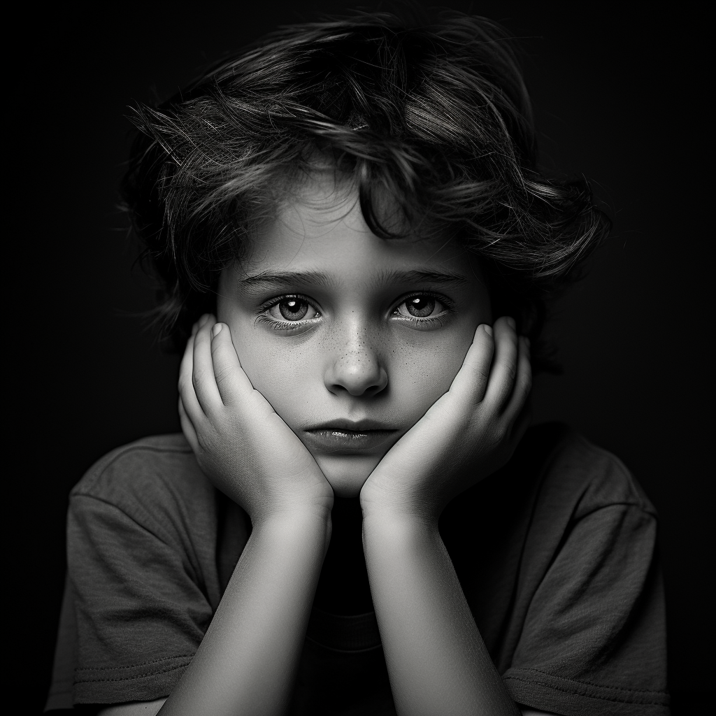 Black and white image capturing kid emotions