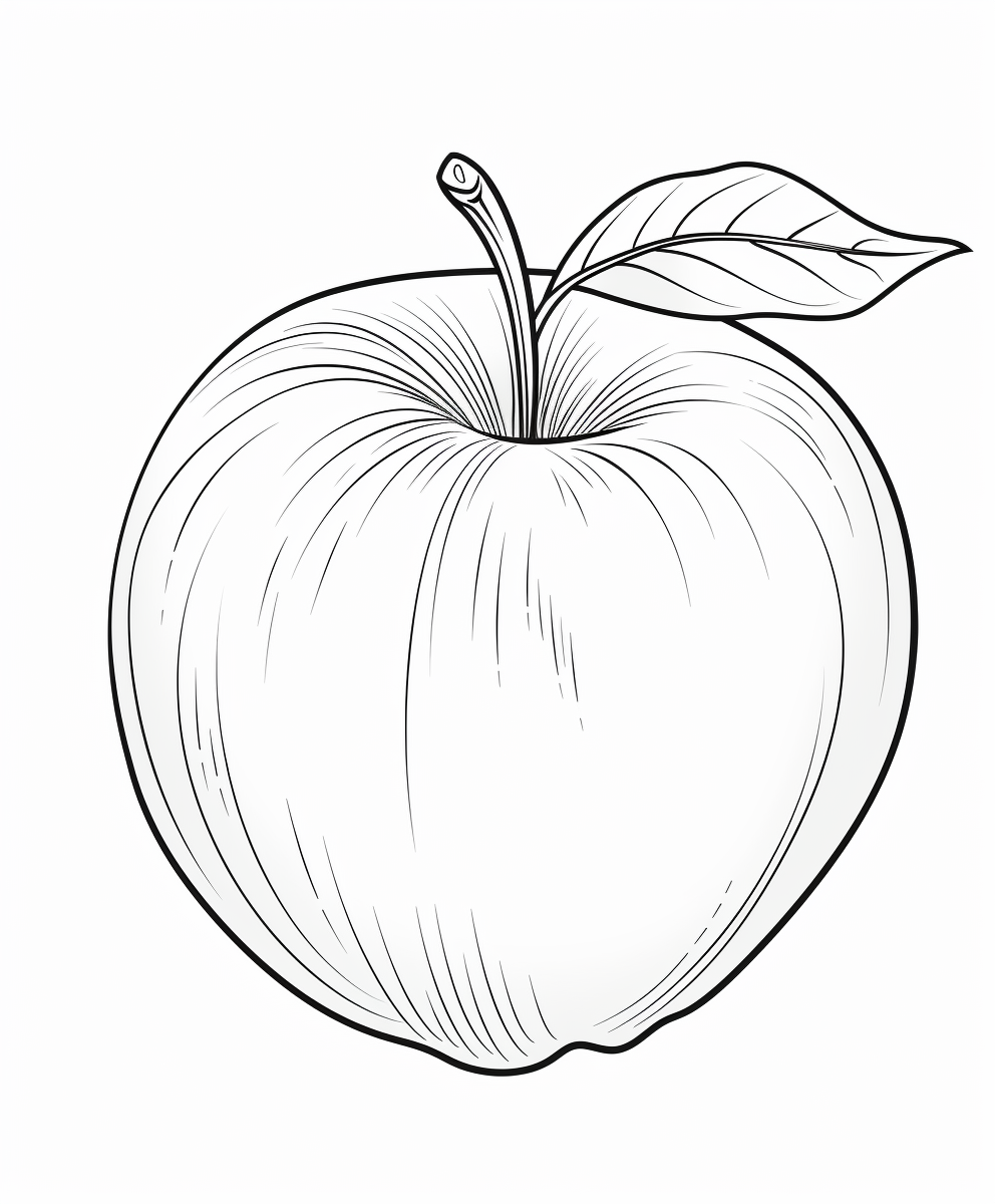 Kids Apple Cartoon Line Art