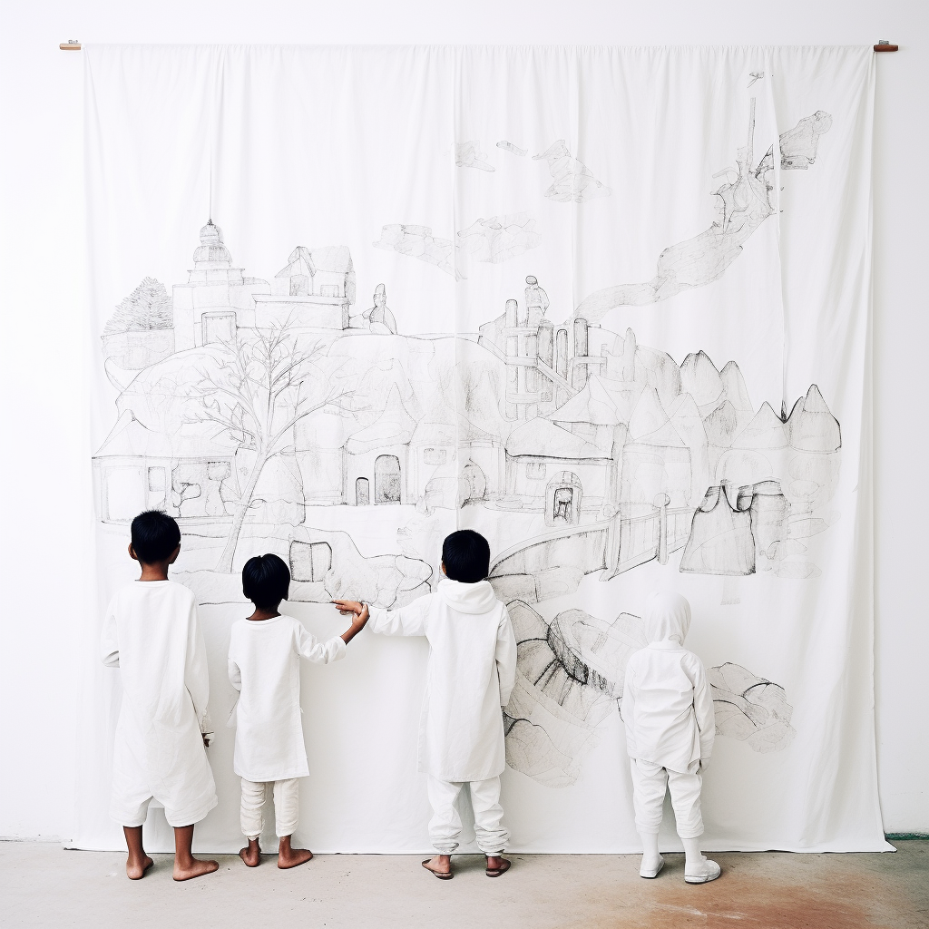 Kids Artwork on White Fabric Mockup