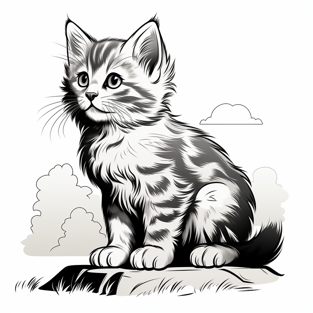 Cute cat sketch for kids