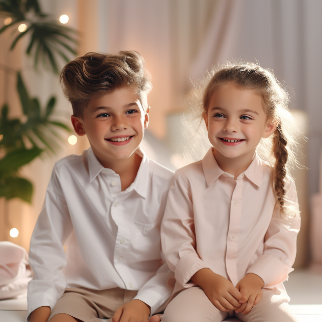 Two young kids on a photoshoot