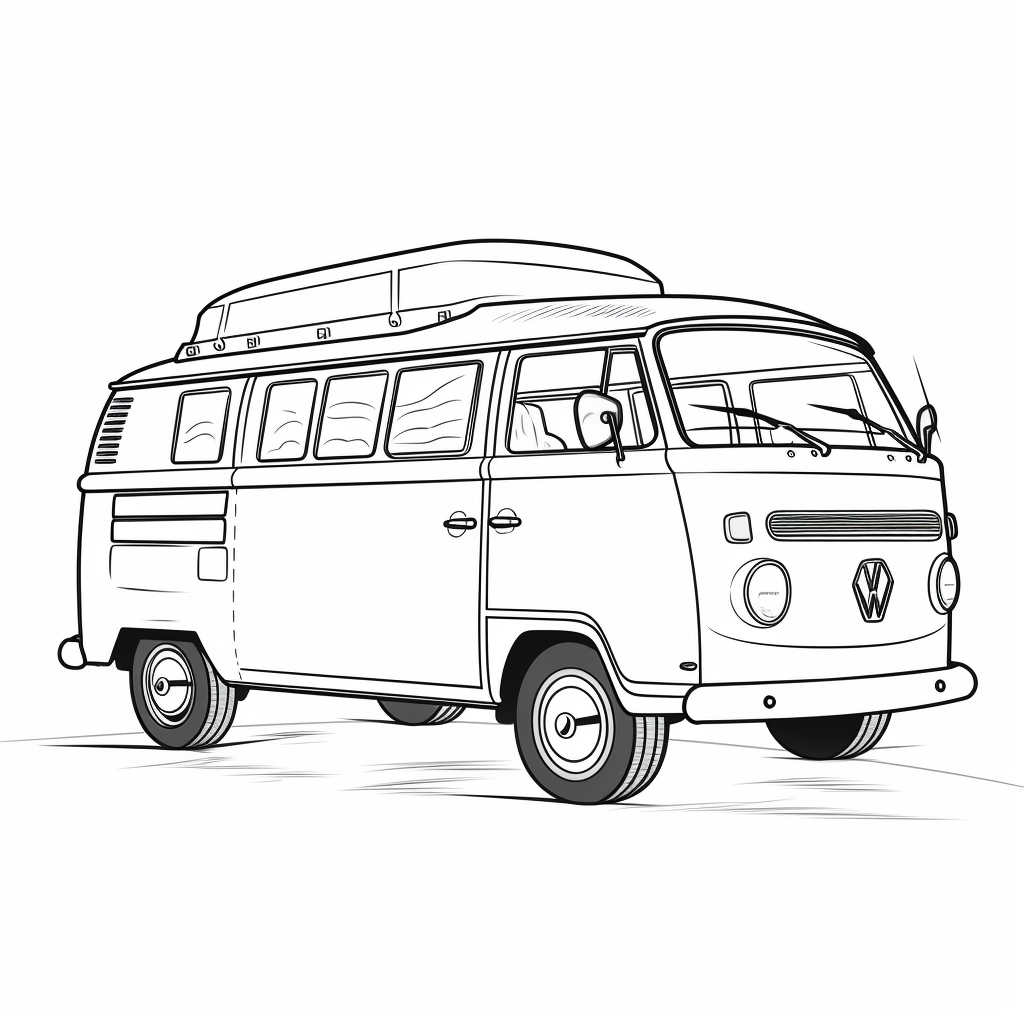 Cartoon-style camper van coloring