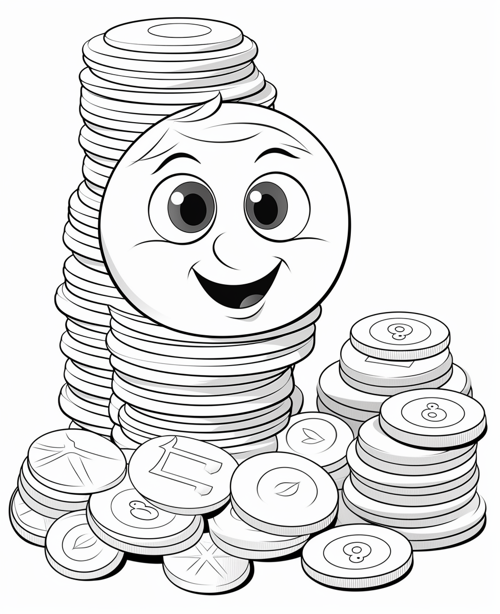 Coloring book with coins