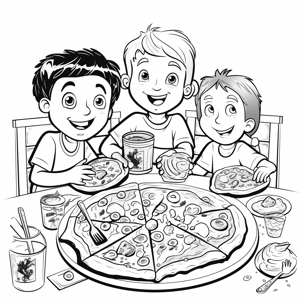 Coloring Page of a Pizza