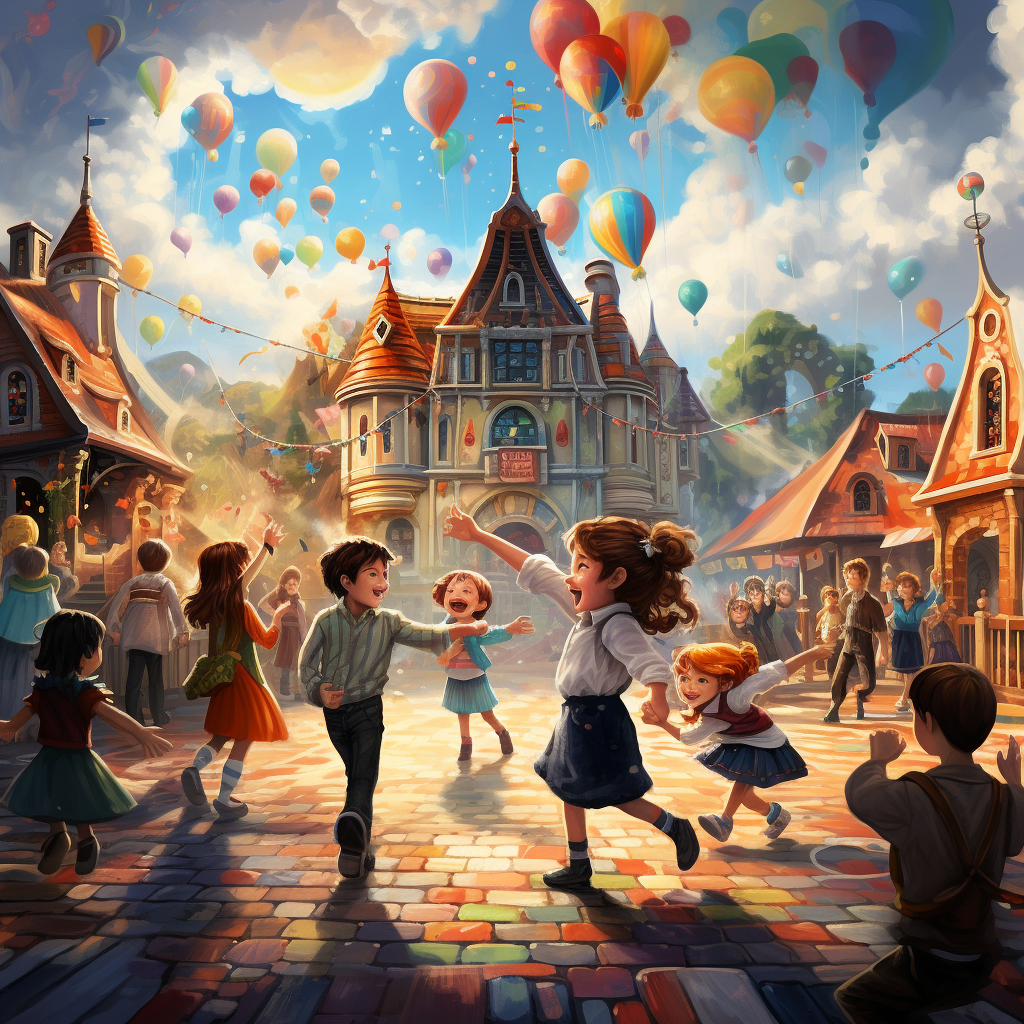 Children having fun in fantasy land