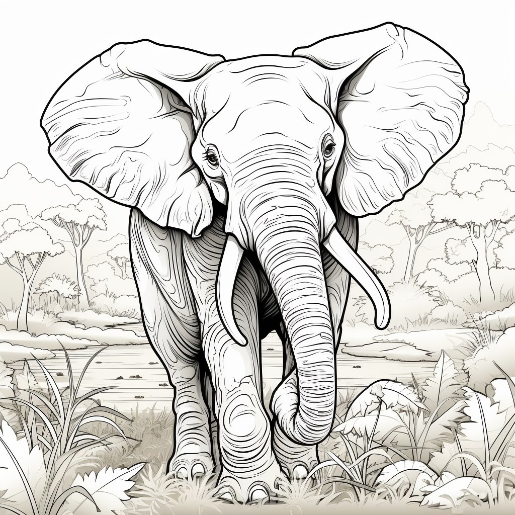 Cartoon elephant coloring page