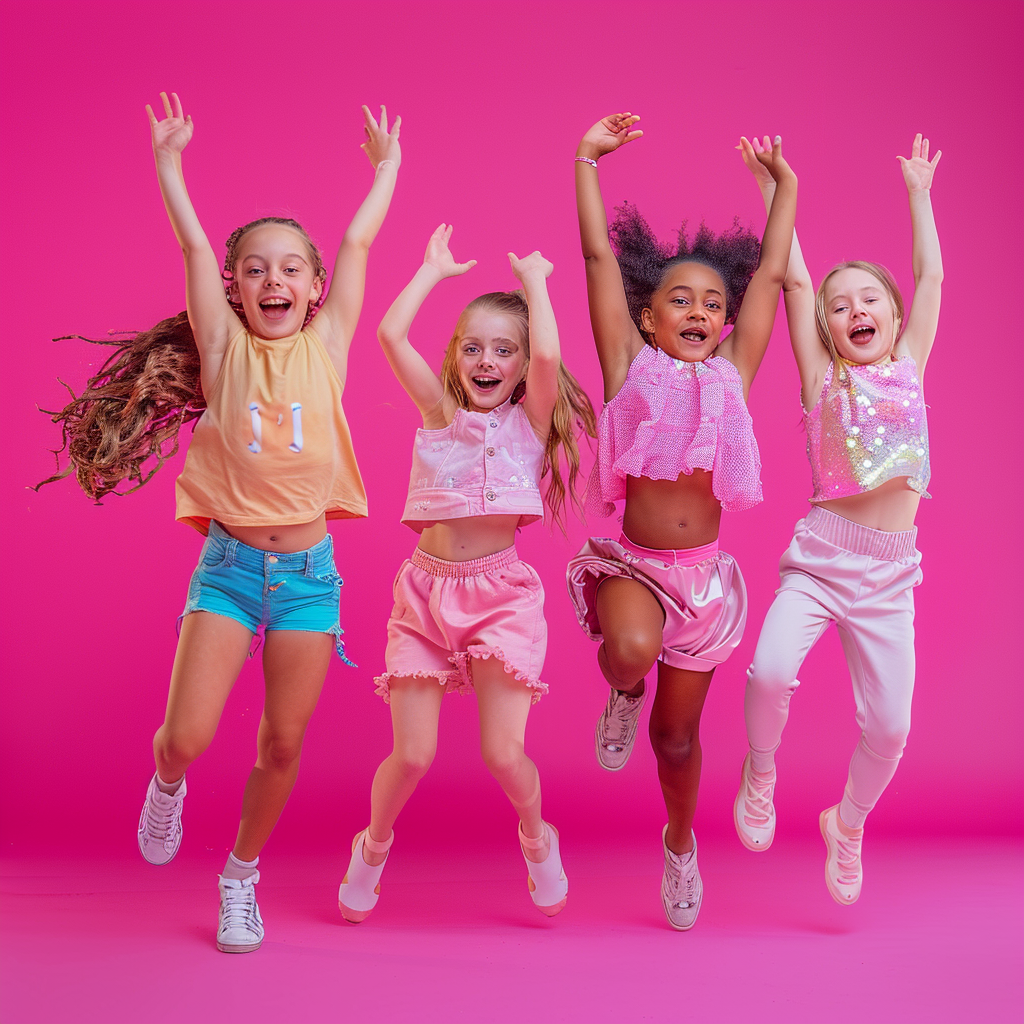 Happy kids dance photoshoot