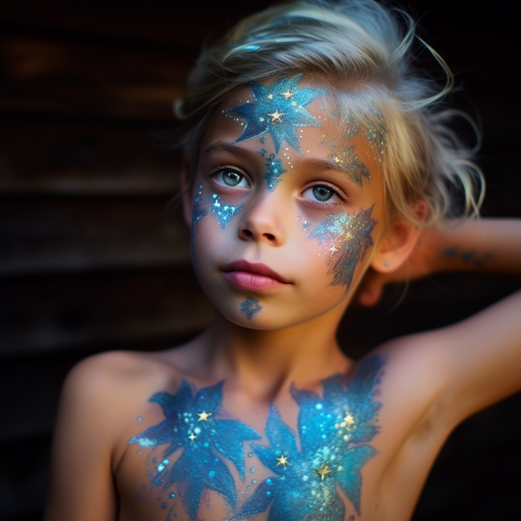 Children with glitter tattoos