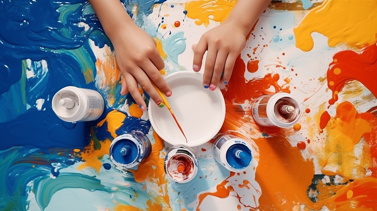 Kids using glue for art