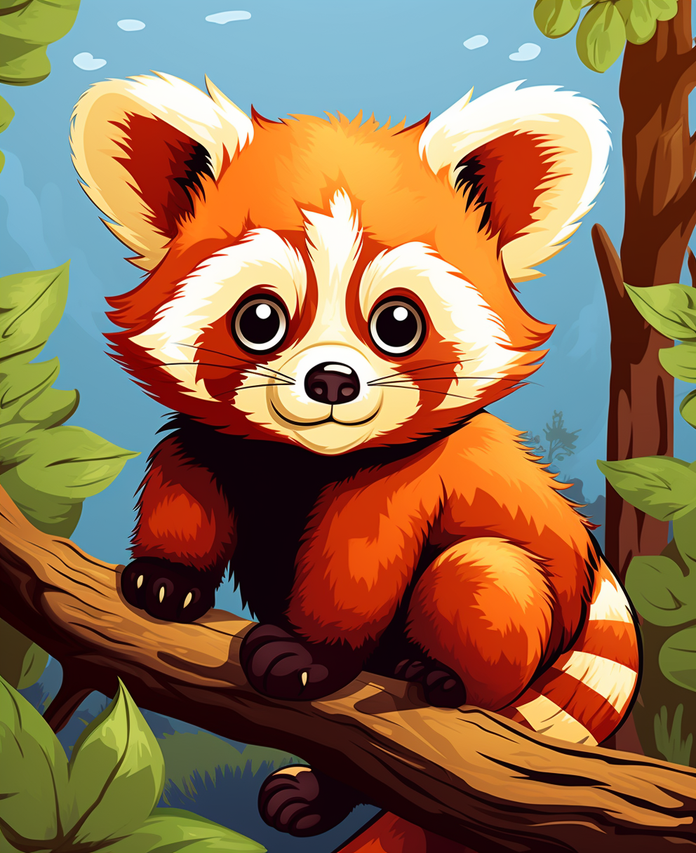 Cute red panda illustration for kids