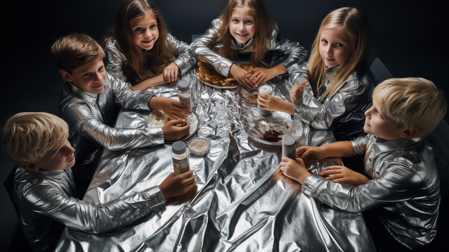 Group of kids sitting at a festive table