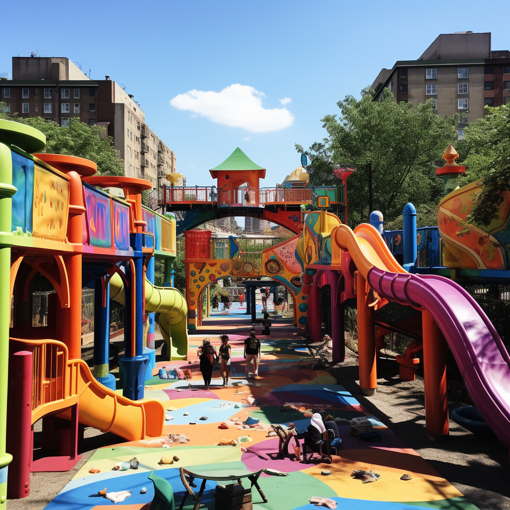 Children enjoying the playground under Metro North rail line