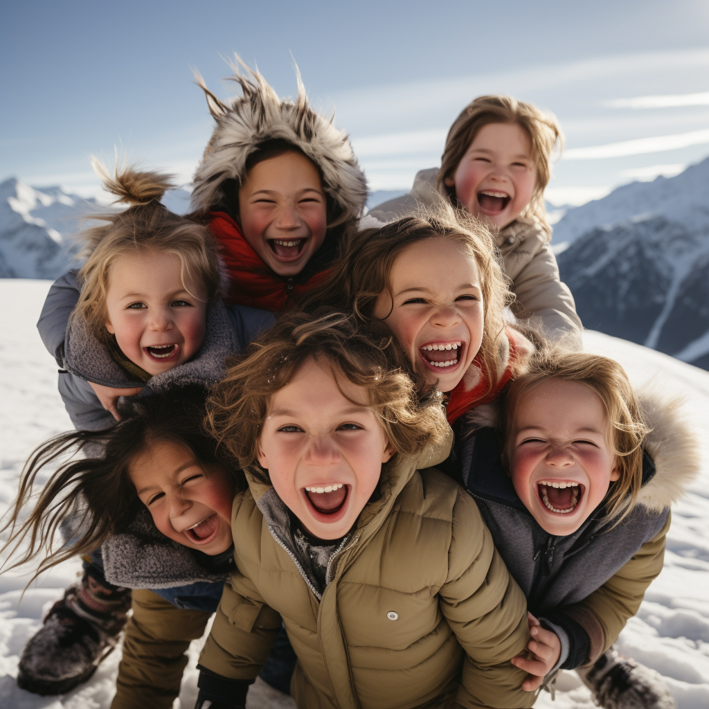 Kids playing in mountains